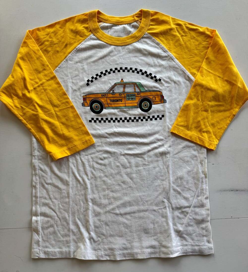 Big Bud Press Toronto Taxi Raglan Tee Size S White Yellow